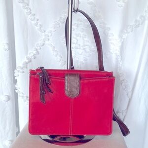 BORSELO BY HOBO orange & brown leather crossbody.